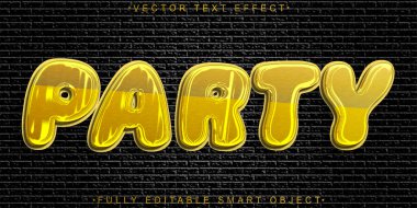 Parlak Parti Vektörü Tam Düzenlenebilir Akıllı Nesne Metin Efekti