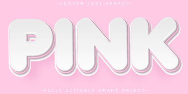Çizgi film Şirin Pembe Vektör Tamamen Düzenlenebilir Akıllı Metin Efekti