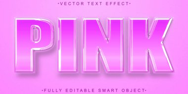 Pembe Renk Vektörü Tam Düzenlenebilir Akıllı Nesne Metin Efekti
