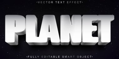Çizgi film Beyaz Gezegen Vektörü Tamamen Düzenlenebilir Akıllı Nesne Metin Efekti