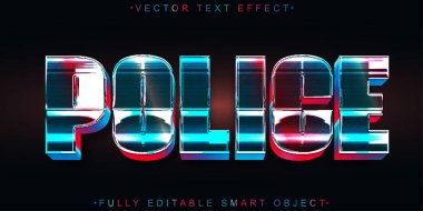 Polis Vektörü Tamamen Düzenlenebilir Akıllı Nesne Metin Efekti Yakıyor
