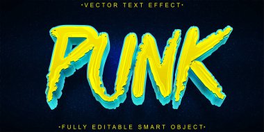  Punk Retro Müzik Vektörü Tam Düzenlenebilir Akıllı Nesne Metin Efekti