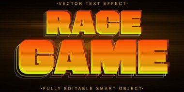 Turuncu Yarış Oyunu Vektörü Tamamen Düzenlenebilir Akıllı Nesne Metin Efekti