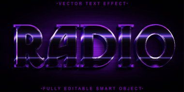 Parlak Retro Radyo Vektörü Tamamen Düzenlenebilir Akıllı Nesne Metni