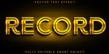Retro Kayıt Vektörü Tam Düzenlenebilir Akıllı Nesne Metin Efekti