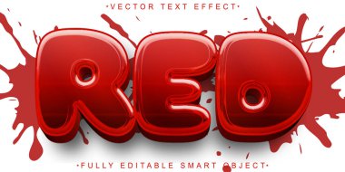 Çizgi film Kırmızı Vektör Tam Düzenlenebilir Akıllı Nesne Metin Efekti