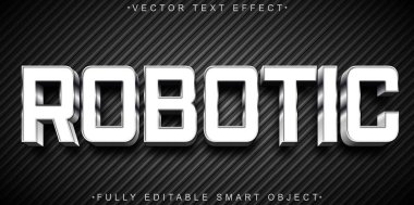 Gümüş Robotik Vektör Tam Düzenlenebilir Akıllı Nesne Metin Efekti