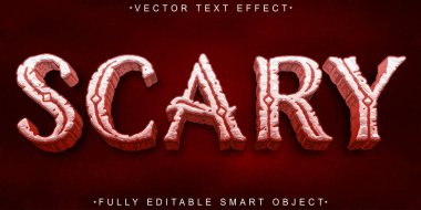 Kırmızı Korkunç Vektör Tam Düzenlenebilir Akıllı Nesne Metin Efekti