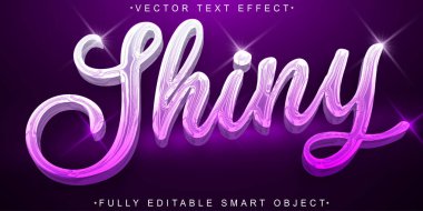 Mor Parıltılı Vektör Tamamen Düzenlenebilir Akıllı Nesne Metin Efekti