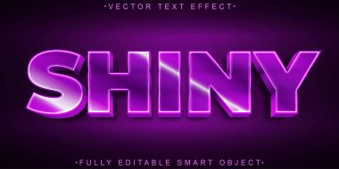 Mor Parıltılı Vektör Tamamen Düzenlenebilir Akıllı Nesne Metin Efekti