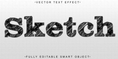 Kağıt Taslak Vektörü Tam Düzenlenebilir Akıllı Nesne Metin Efekti