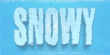 Çizgi film Karlı Kış Vektörü Tamamen Düzenlenebilir Akıllı Nesne Metin Efekti