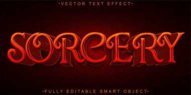 Sihirli Kırmızı Vektör Tam Düzenlenebilir Akıllı Nesne Metin Efekti