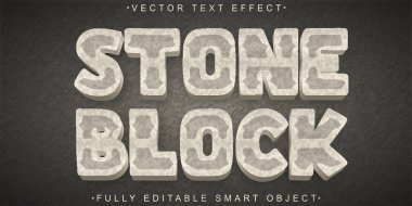  Taş Bloğu Vektörü Tam Düzenlenebilir Akıllı Nesne Metin Efekti