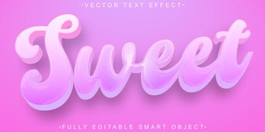 Yumuşak Pembe Şirin Tatlı Vektör Tamamen Düzenlenebilir Akıllı Nesne Metin Efekti