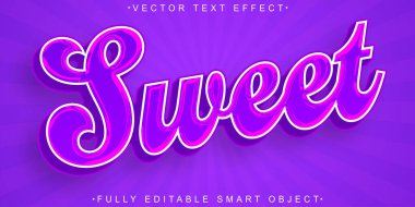 Yumuşak Pembe Şirin Tatlı Vektör Tamamen Düzenlenebilir Akıllı Nesne Metin Efekti
