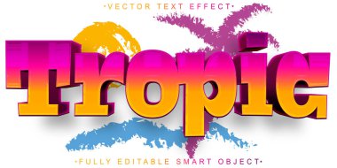 Çizgi film Tropik Vektör Tam Düzenlenebilir Akıllı Nesne Metin Efekti