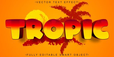 Çizgi film Tropik Vektör Tam Düzenlenebilir Akıllı Nesne Metin Efekti
