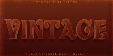 Kırmızı Vintage Vektör Tam Düzenlenebilir Akıllı Nesne Metin Efekti