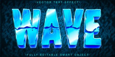 Çizgi film Mavi Dalga Vektörü Tamamen Düzenlenebilir Akıllı Nesne Metin Efekti