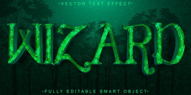 Yeşil Sihirbaz Vektörü Tam Düzenlenebilir Akıllı Nesne Metin Efekti