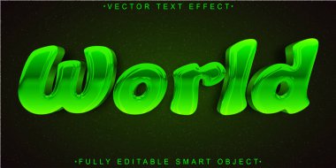 Yeşil Dünya Çizgi Filmi Vektörü Tamamen Düzenlenebilir Akıllı Nesne Metni Effe