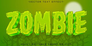 Yeşil Zombi Vektörü Tam Düzenlenebilir Akıllı Nesne Metin Efekti