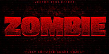Kırmızı Kan Zombi Vektörü Tamamen Düzenlenebilir Akıllı Nesne Metin Efekti