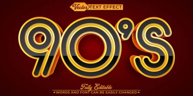 90 'ın Nostalji Vektör Düzenlenebilir Metin Efekti Şablonu