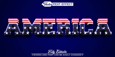 Amerika Bayrak Vektörü Düzenlenebilir Metin Efekti Şablonu