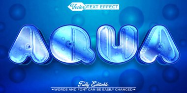 Çizgi film Su Mavi Su Kabarcığı Vektör Düzenlenebilir Metin Efekti Templ