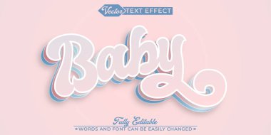 Çizgi film Pembe Bebek Vektörü Düzenlenebilir Metin Efekti Şablonu