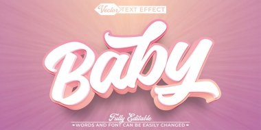 Çizgi film Pembe Bebek Vektörü Düzenlenebilir Metin Efekti Şablonu