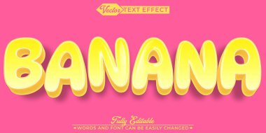 Çizgi film Sarı Muz Vektörü Düzenlenebilir Metin Efekti Şablonu
