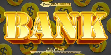 Altın Güvenlik Bankası Vektör Düzenlenebilir Metin Efekti Şablonu