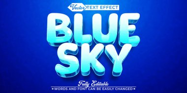 Çizgi film Mavi Gökyüzü Vektörü Düzenlenebilir Metin Efekti Şablonu