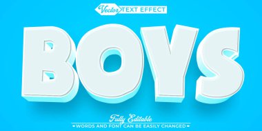 Çizgi film Mavi Çocuklar Vektör Düzenlenebilir Metin Efekti Şablonu