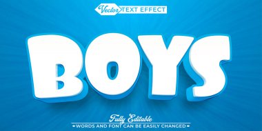 Çizgi film Mavi Çocuklar Vektör Düzenlenebilir Metin Efekti Şablonu