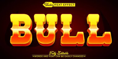 Siyah ve Altın Boğa Vektörü Düzenlenebilir Metin Efekti Şablonu