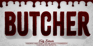 Kırmızı Et Kasabı Düzenlenebilir Metin Efekti Şablonu