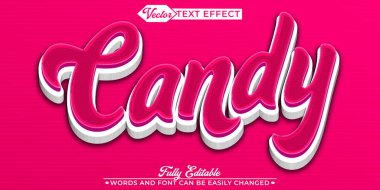 Çizgi film Pembe Şeker Şekeri Vektörü Düzenlenebilir Metin Efekti Şablonu