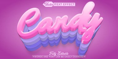 Çizgi film Renkli Şeker Vektörü Düzenlenebilir Metin Efekti Şablonu