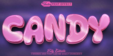  Tatlı ve Renkli Şeker Pembe Lezzet Vektörü Düzenlenebilir Metin Effe