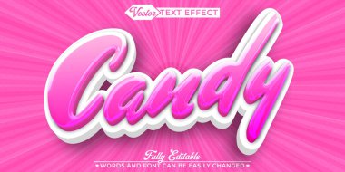 Çizgi film Pembe Şeker Şekeri Vektörü Düzenlenebilir Metin Efekti Şablonu