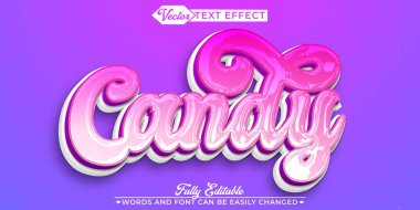 Çizgi film Pembe Şeker Şekeri Vektörü Düzenlenebilir Metin Efekti Şablonu