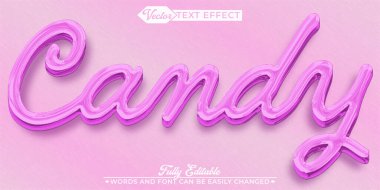Çizgi film Pembe Şeker Şekeri Vektörü Düzenlenebilir Metin Efekti Şablonu