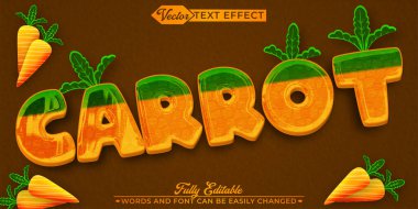 Cartoon Orange Havuç Vektörü Düzenlenebilir Metin Efekti Şablonu