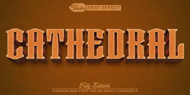 Kahverengi Katedral Vektör Düzenlenebilir Metin Efekti Şablonu