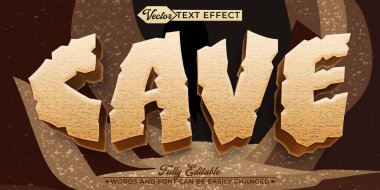 Çizgi Mağara Vektörü Düzenlenebilir Metin Efekti Şablonu