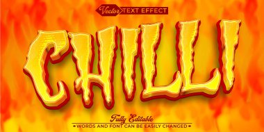 Cartoon Orange Hot Chilli Pepper Vektör Düzenleme Metni Efekti